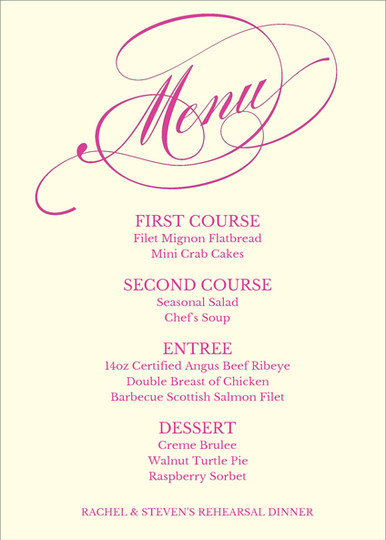 Romantic Script Menu Cards